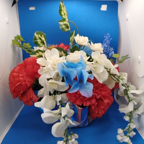 Handmade Floral Centerpiece Artificial Summer Table Decoration Red Carnation - Picture 4 of 7